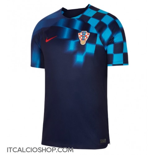 Croazia Seconda Maglia Mondiali 2022 Manica Corta